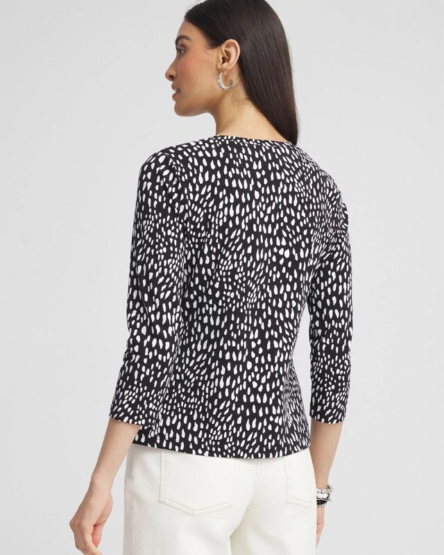 Dot Print 3/4 Sleeve Perfect Tee - image 3